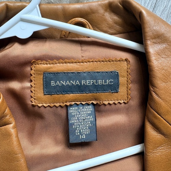 Banana Republic Cognac Leather Blazer Jacket - Picture 3 of 6